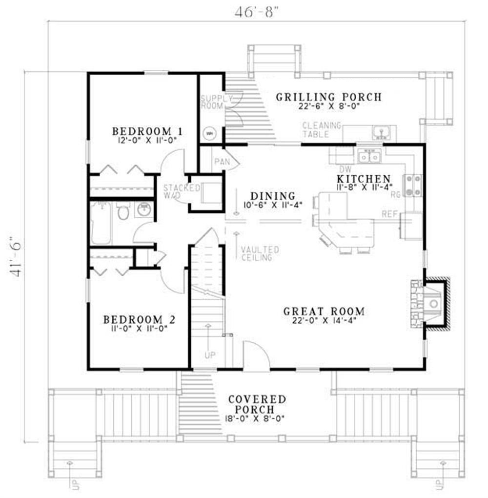 Floor Plan First Story of Country Plan #153-1148